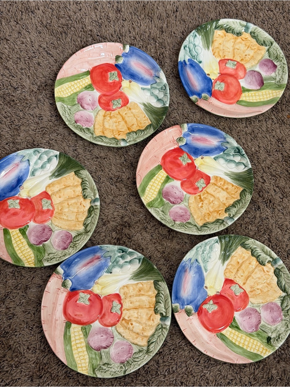 Fitz and Floyd Vegetable Garden Ceramic Salad Plates - Set of 6